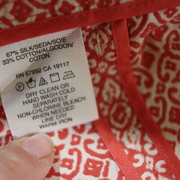 Y2K Sigrid Olsen Red & White Patterned Blazer Jacket Size 10 - Picture 10 of 11